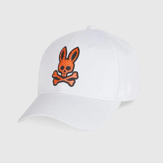 PSYCHO BUNNY Jordan Mesh Baseball Cap B6A351S1HT-WHITE Front View